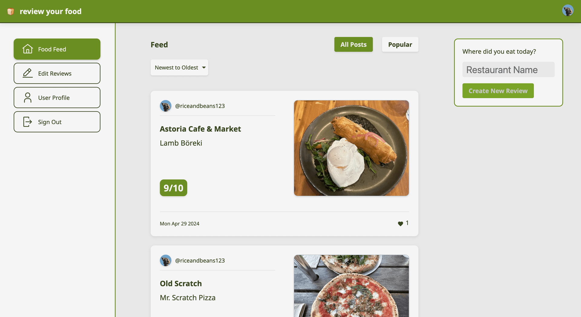 Review Your Food